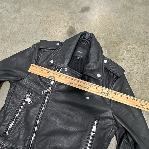 7 For All Mankind Leather motorcycle Jacket black grunge size medium punk rock - Picture 4 of 8